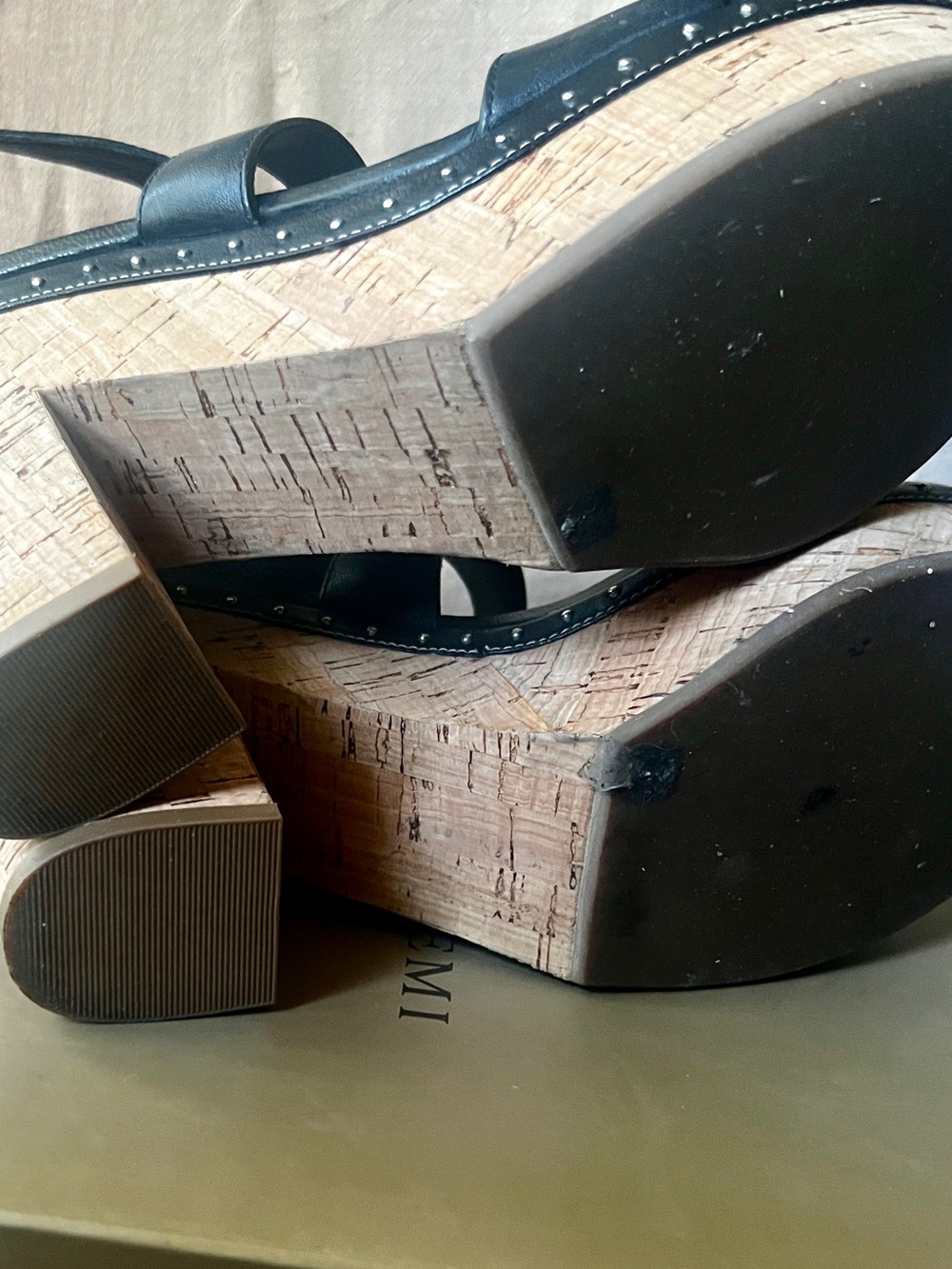 Bruno Premi Black Cork Platform Wedge Sandals - Picture 3 of 3